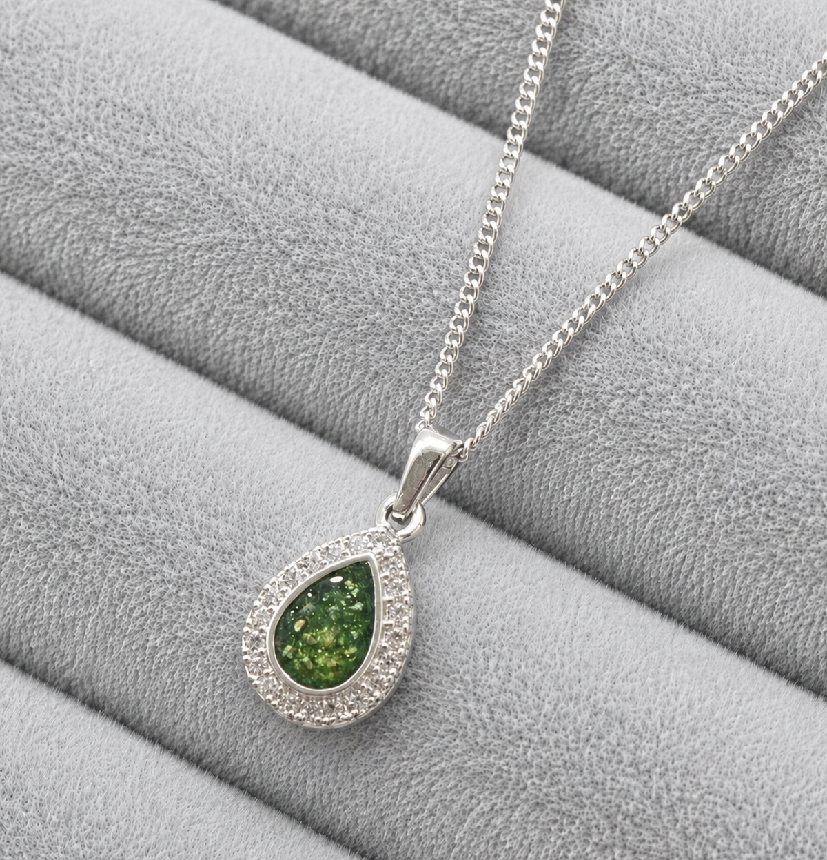 Teardrop with cz pendant necklace
