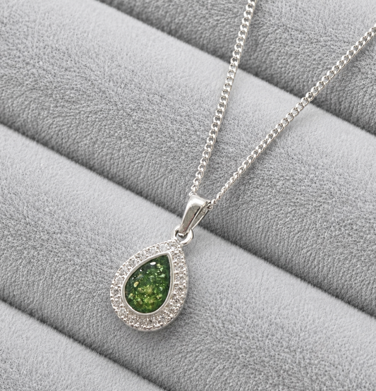 Teardrop with cz pendant necklace