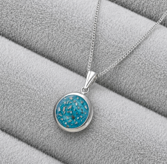 Solid  back round pendant necklace