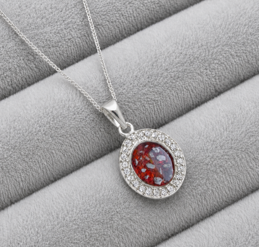 Oval with CZ surround pendant necklace
