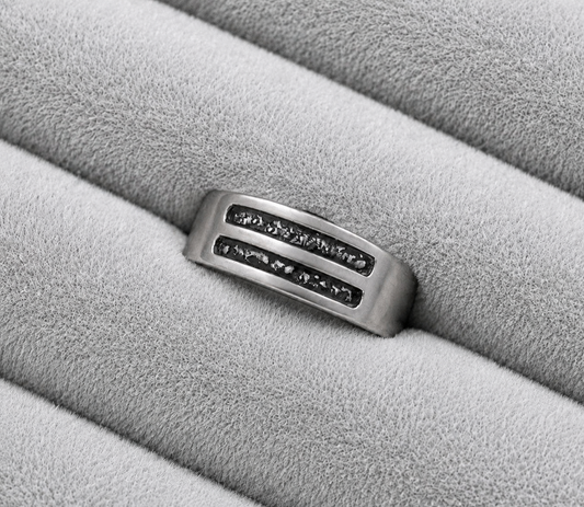 Gents Double Channel Half Band Memorial Ring