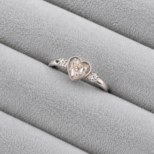 Double Gem Heart Memorial Ring