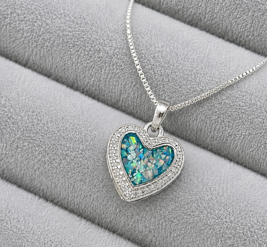 Silver Crystal Heart Necklace