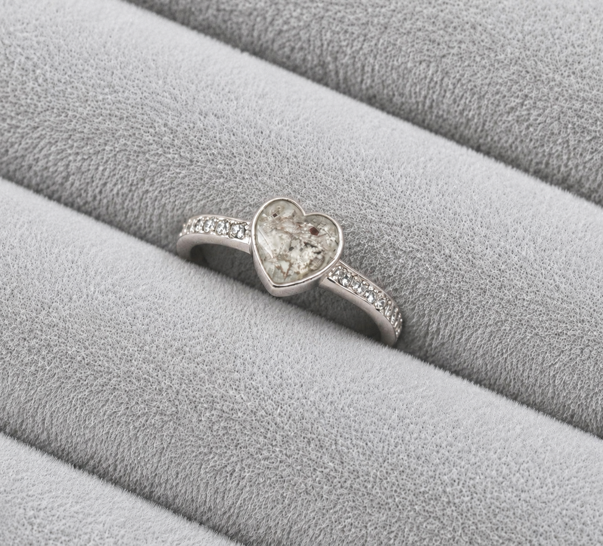 Heart Ring With Diamond  Band memorial ring