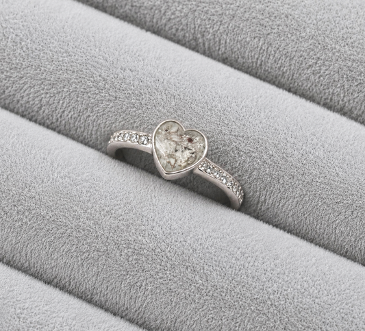 Heart Ring With Diamond  Band memorial ring
